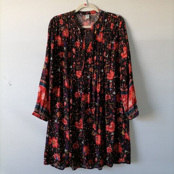Old Navy Womens Multicolor Long Sleeve Henley Neck Floral Tunic Top Size M - Picture 1 of 6